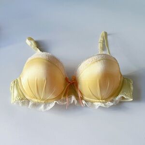 Pleasure State White Label Yellow Shimmer Satin & Lace Bra